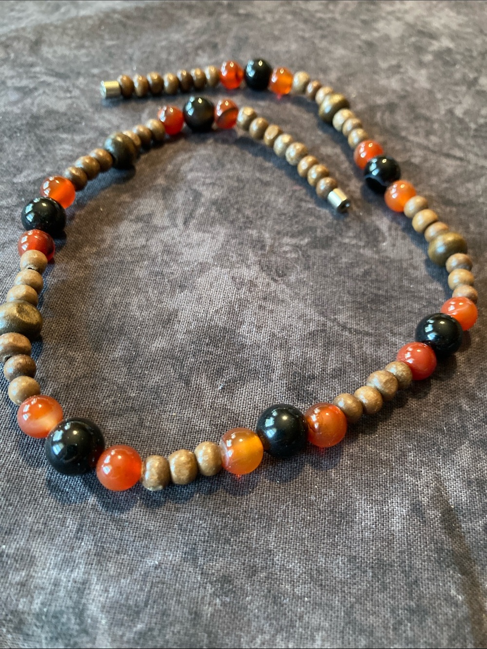 Boho Stone & Wood Beaded Necklace with Magnetic Closure